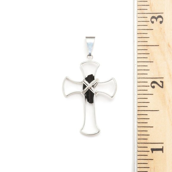NEW! Tourmaline Chunk Cross Necklace - Picture 2 of 8